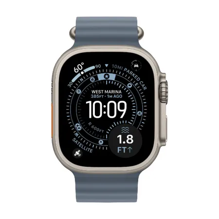 Apple Watch Series Ultra 3 49mm Natural Titanium Case with Anchor Blue Ocean Band One Size